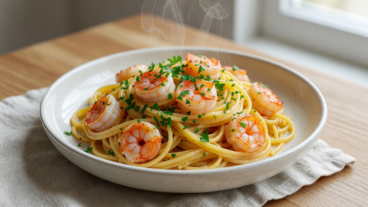 15-Minute Garlic Butter Shrimp Pasta