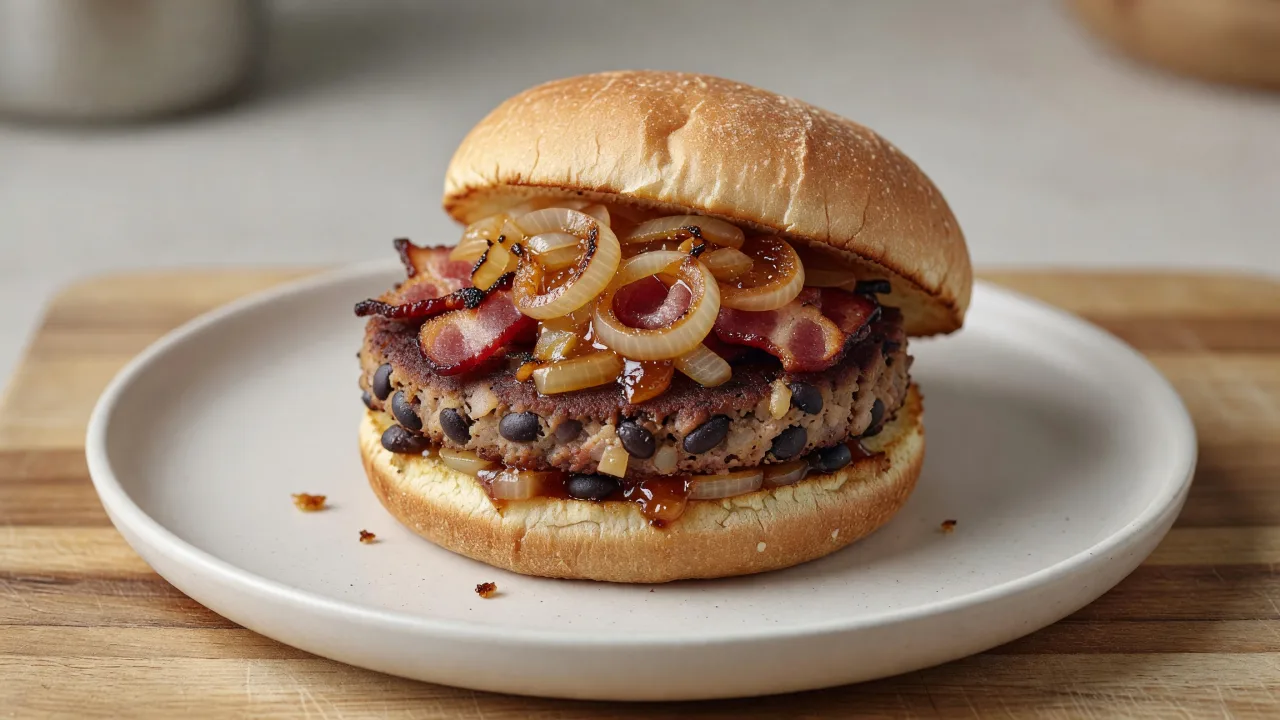Classic Black Bean and Bacon Burger
