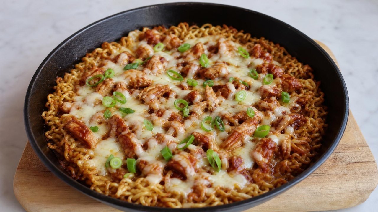 BBQ Chicken Ramen Pizza
