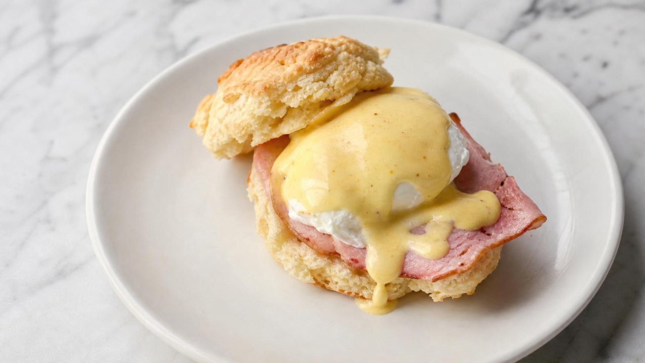 Biscuits Benedict with Ham