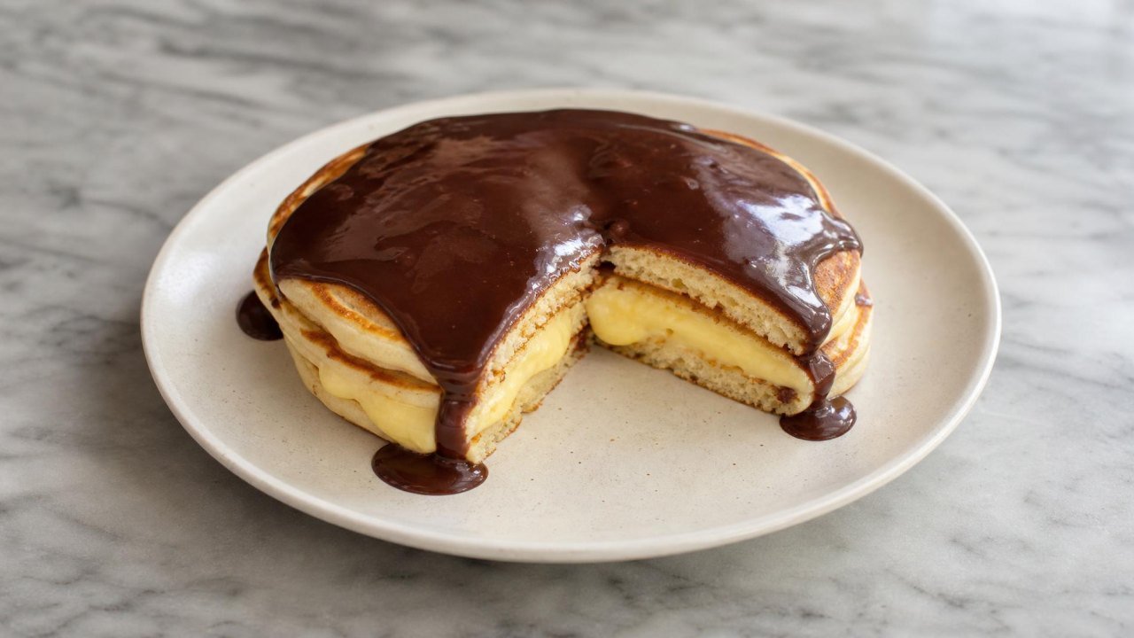 Boston Cream Pie Pancakes