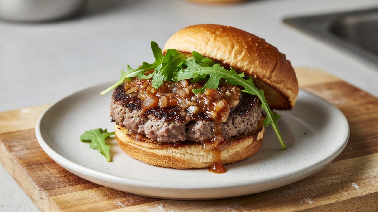 Bourbon Shallot Thick Grilled Burgers