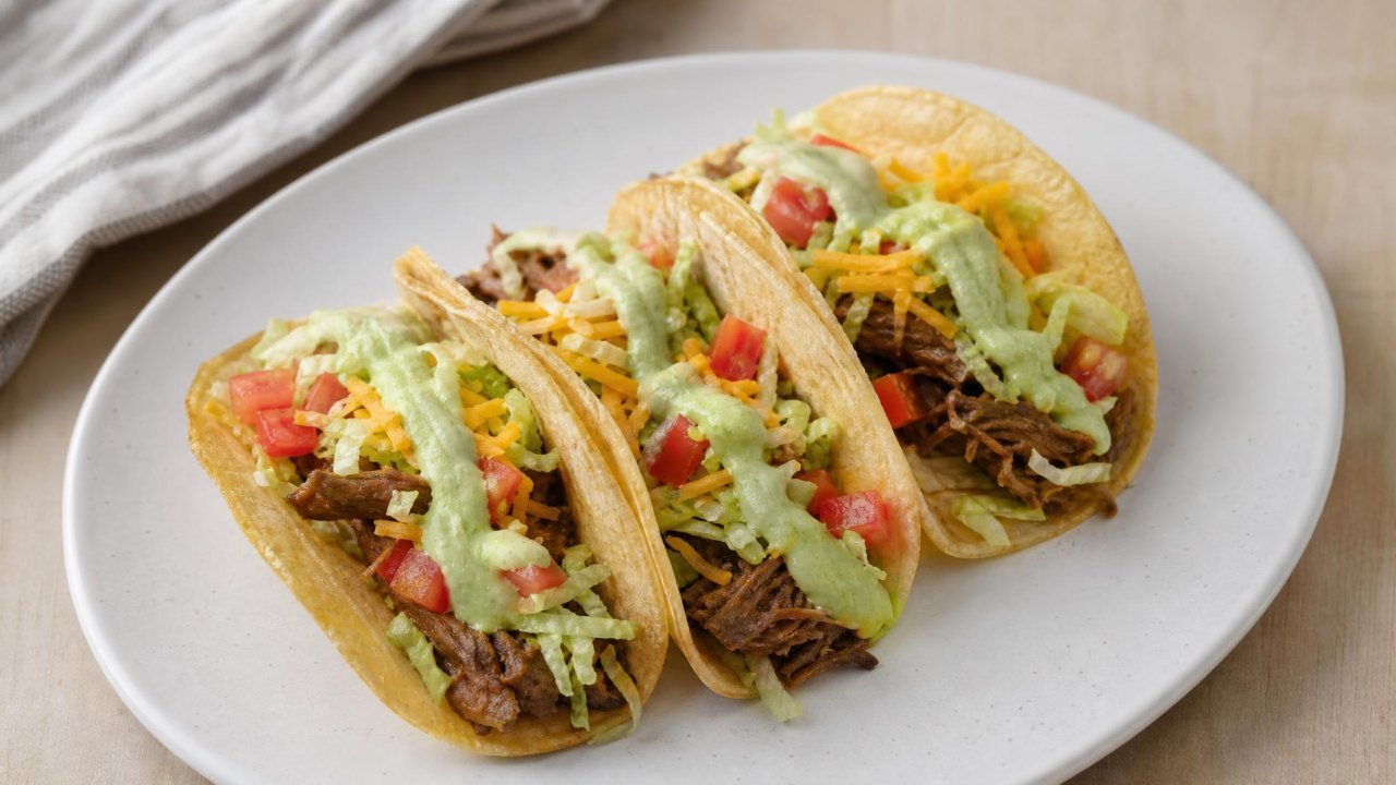 Brisket Tacos with Avocado Crema