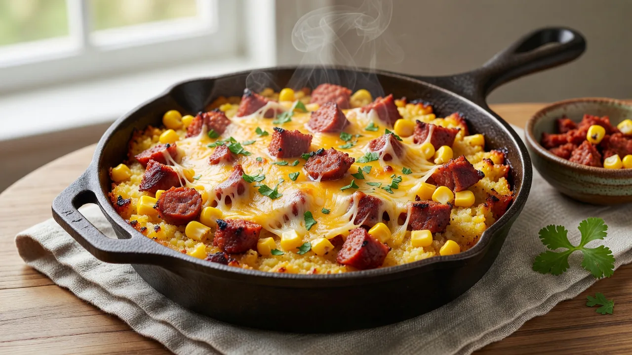 Chorizo Campfire Cornbread Skillet