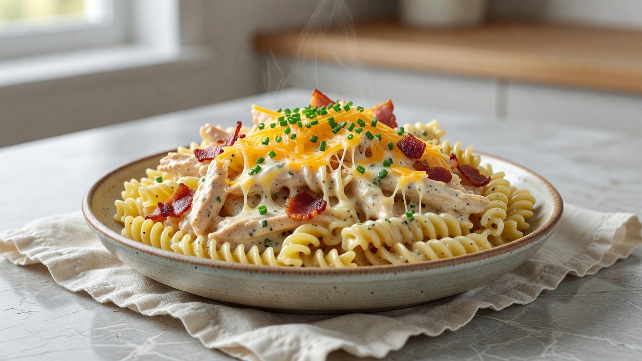 Crockpot Chicken Bacon Ranch Pasta