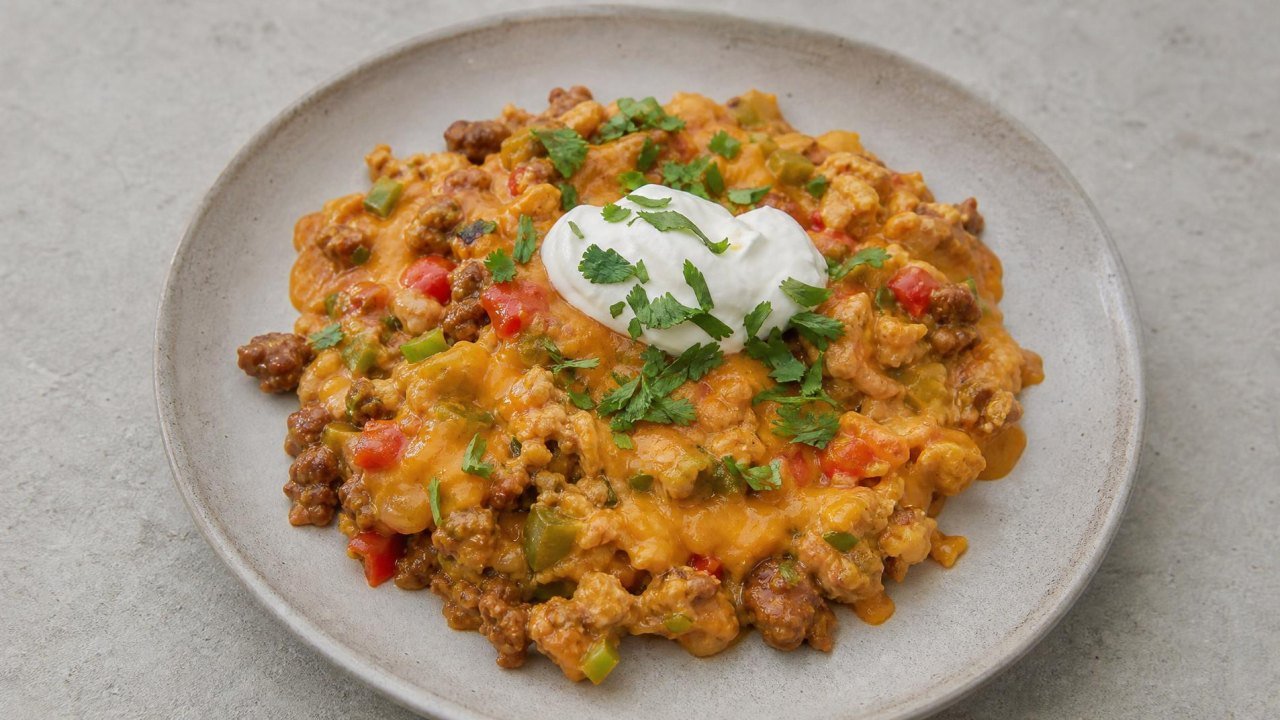 Flamin’ Hot Breakfast Queso Skillet