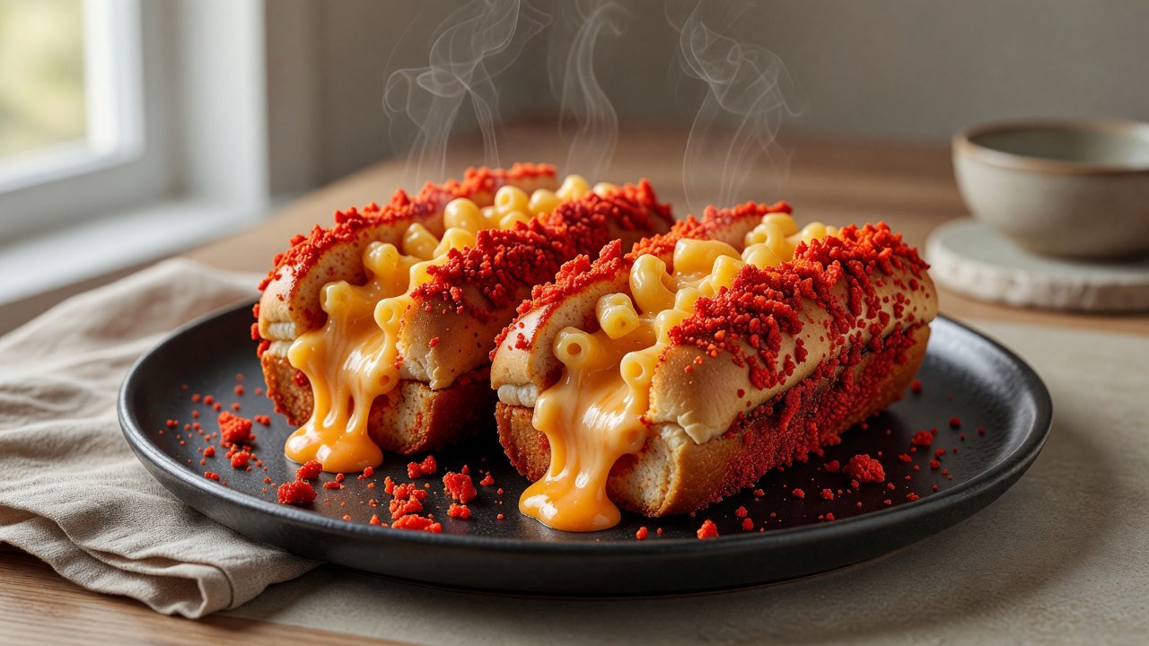 Flamin’ Mac and Cheetos Dogs