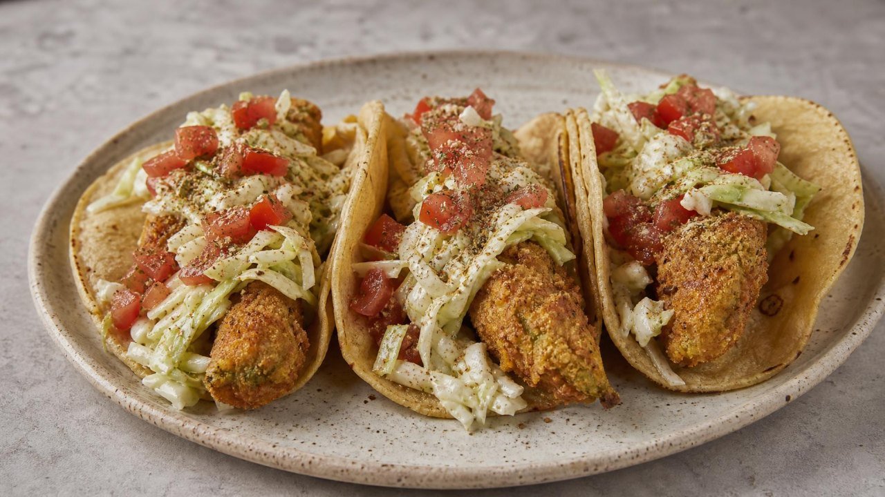 Fried Avocado Tacos with Ranch Dust