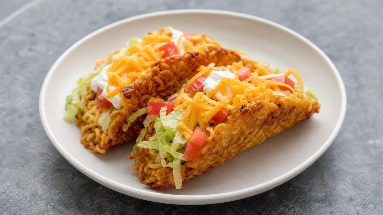 Fried Cheese Ramen Tacos