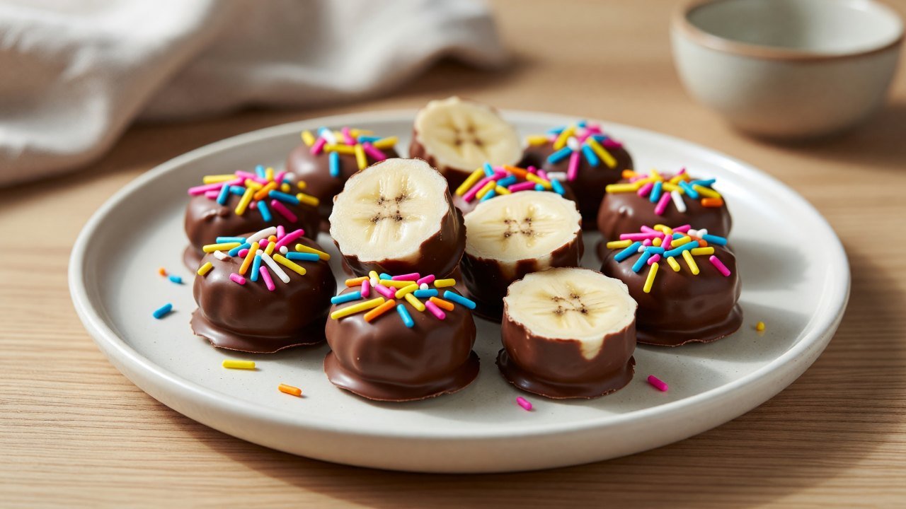 Frozen Chocolate Covered Banana Bites