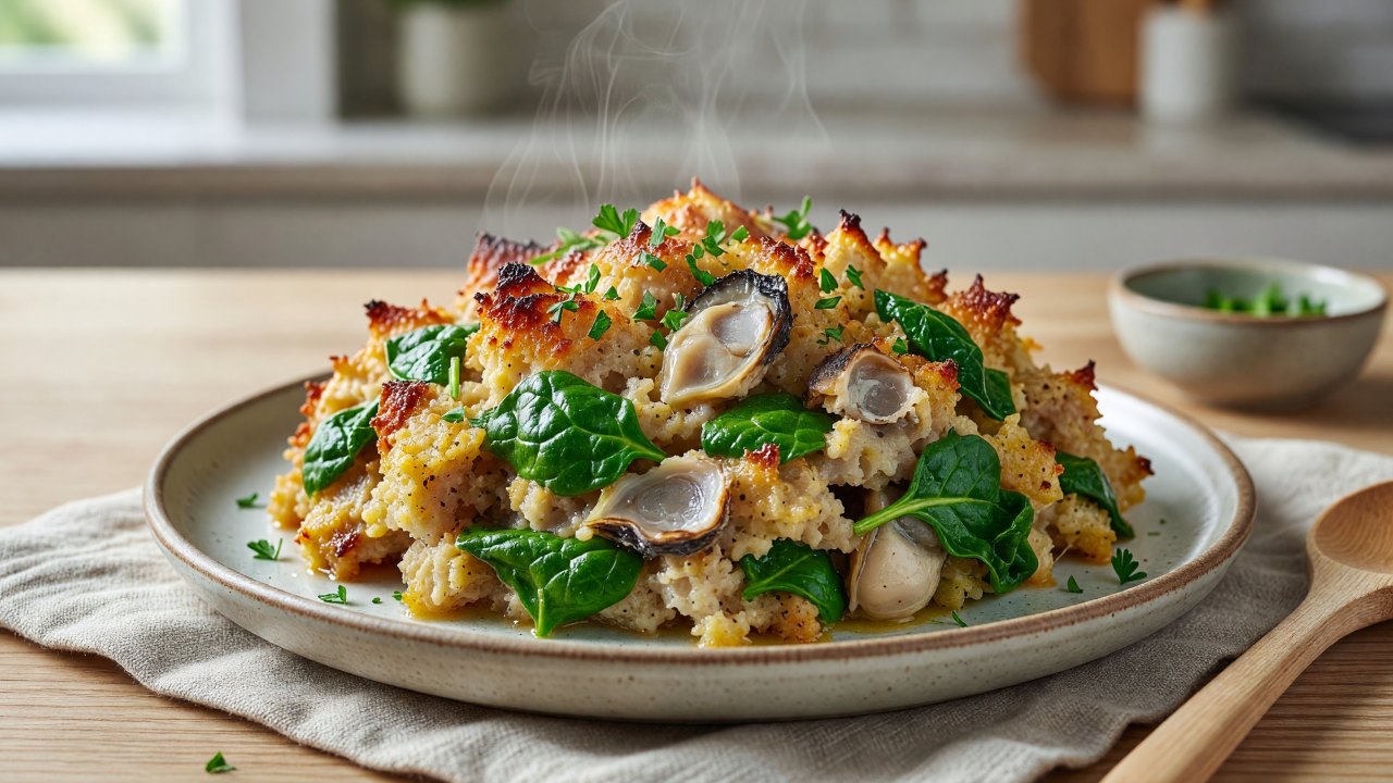 Grandpa Silas’s Oyster and Spinach Stuffing