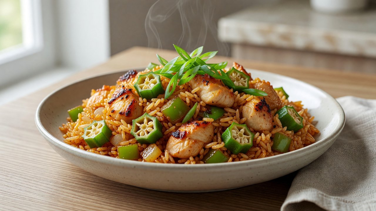 Gumbo Fried Rice with Okra