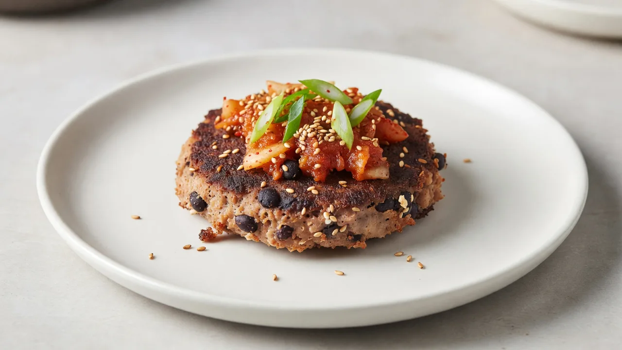 Home-Style Kimchi Scallion Black Bean Burgers