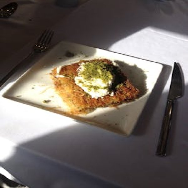 Knafeh (Palestinian Sweet Cheese Pastry)