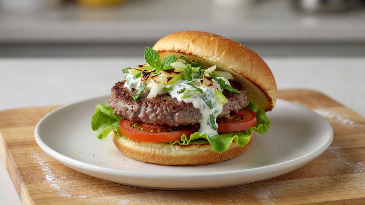 Lamb Burgers with Charred Scallion Yogurt