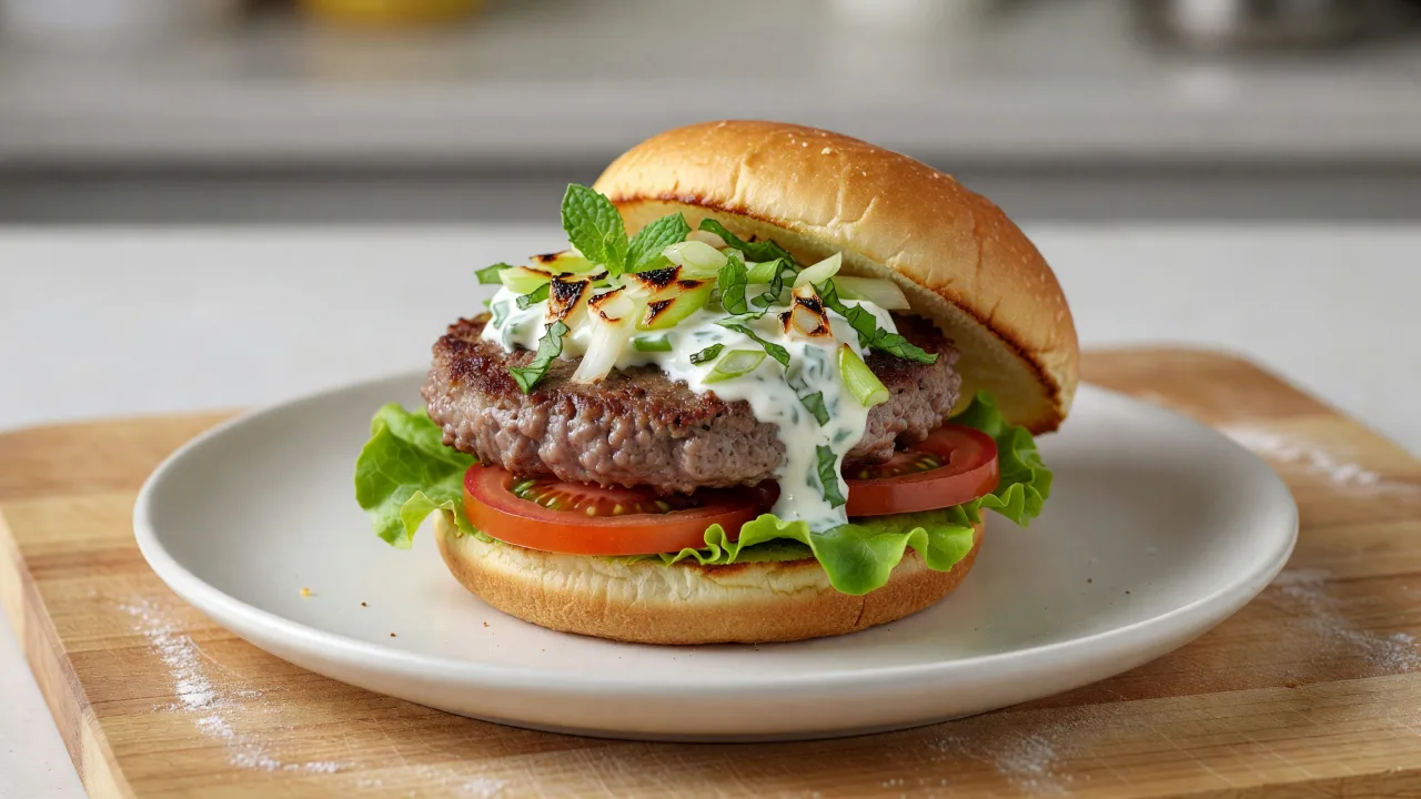 Classic Lamb Burgers with Charred Scallion Yogurt
