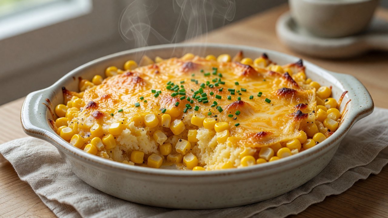 Midwestern Cheddar Corn Casserole