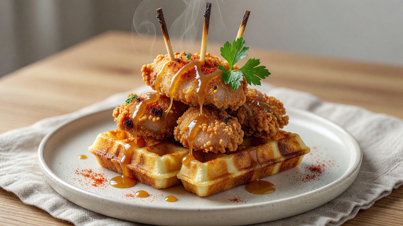 Mini Chicken and Waffle Skewers
