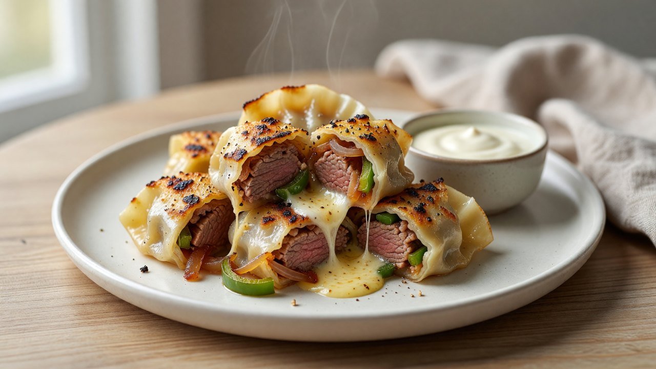 Philly Cheesesteak Dumplings