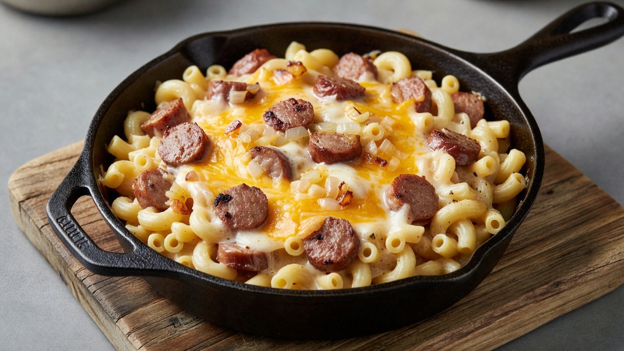 Skillet Cajun Andouille Mac and Cheese