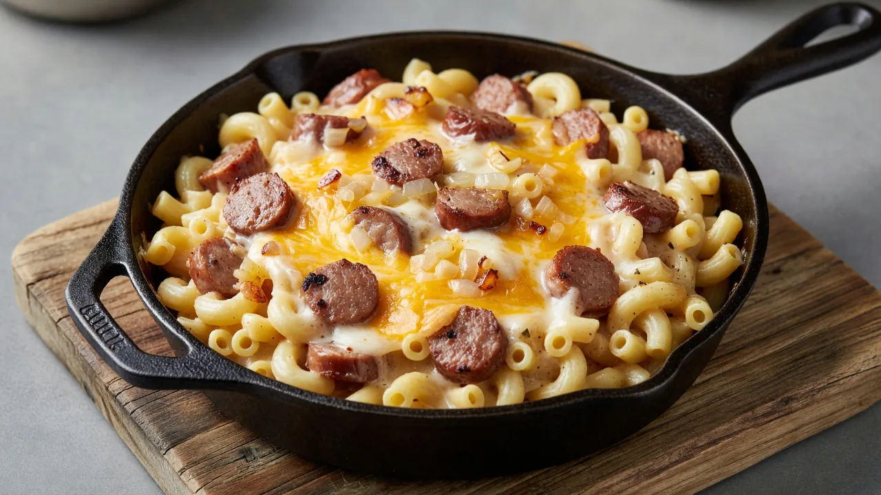 Skillet Cajun Andouille Mac and Cheese