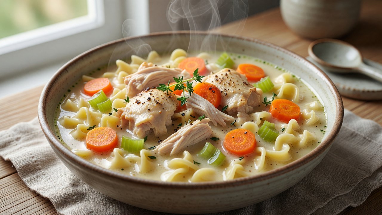 Slow Cooker Creamy Chicken Noodle Soup