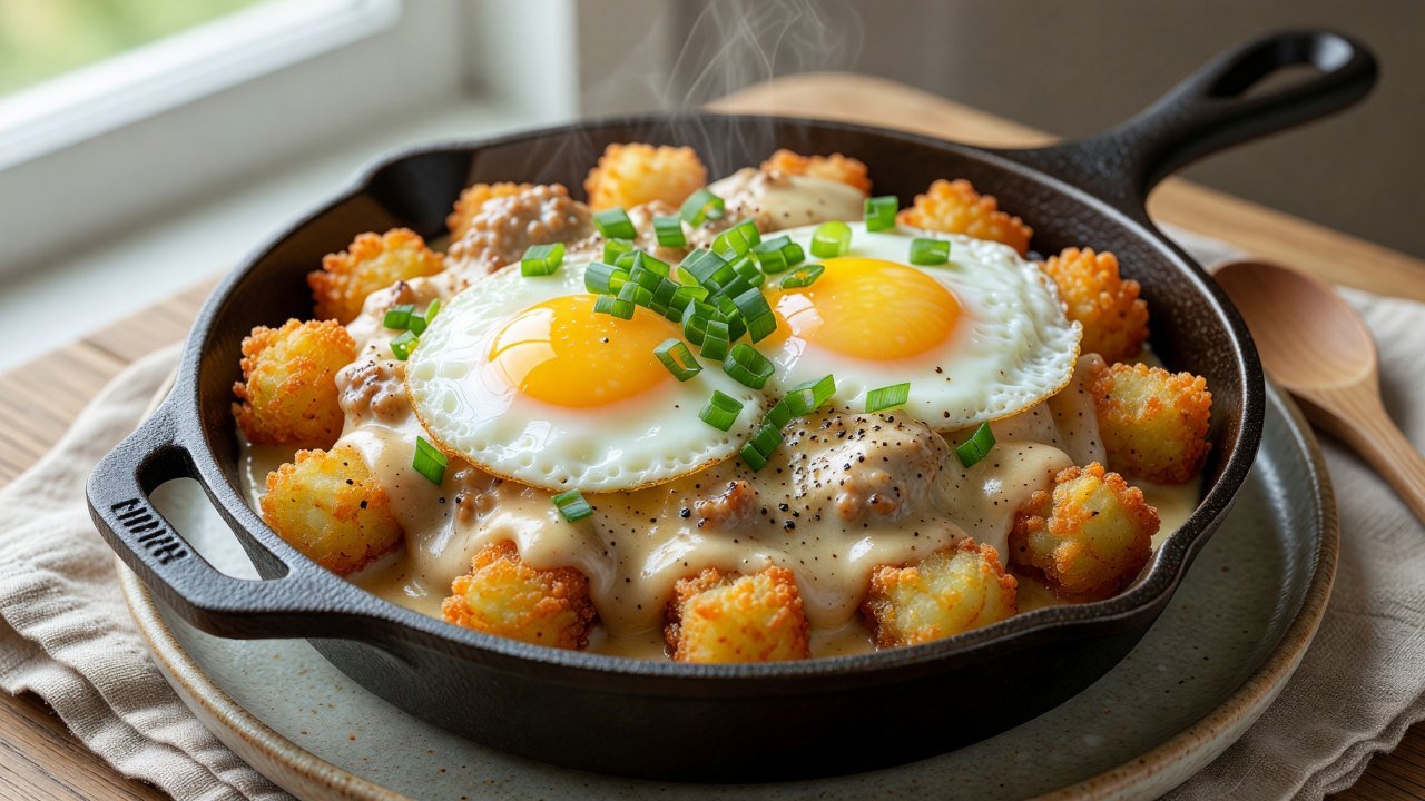 Smothered Breakfast Tot Skillet