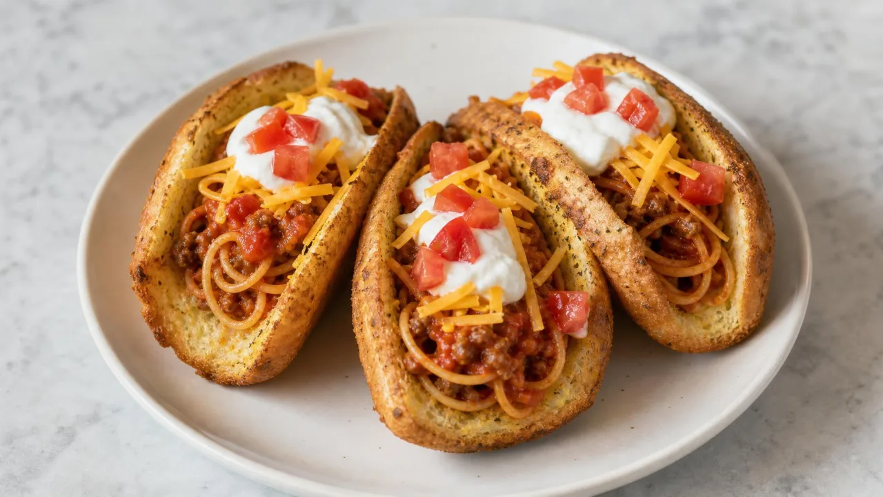 Spaghetti Tacos with Garlic Bread Shell - Classic