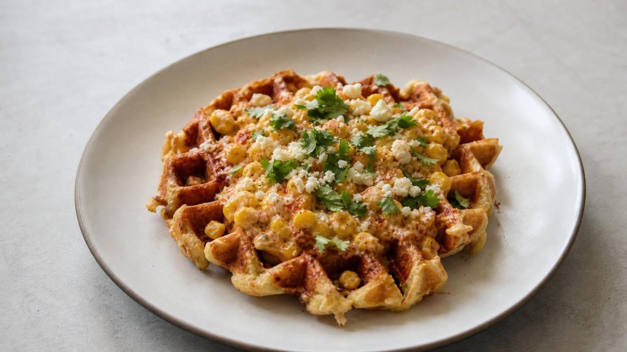 Sweet and Spicy Elote Waffles