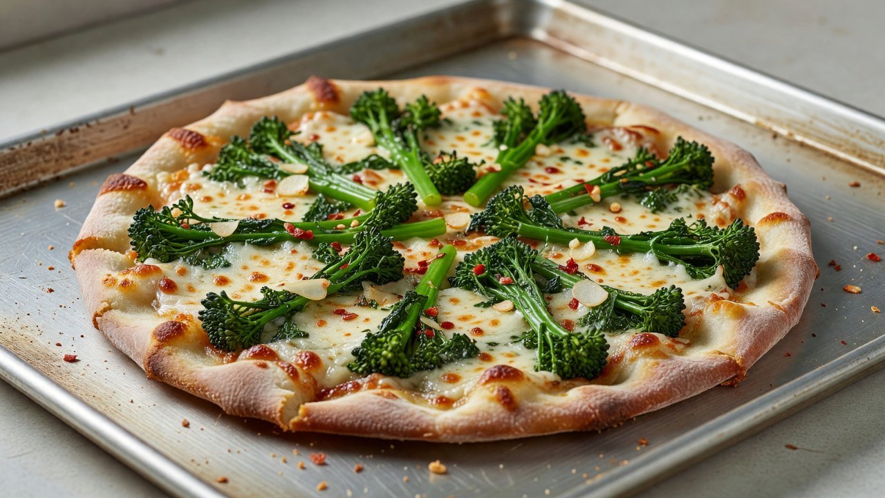 Thin-Crust Broccoli Rabe and Provolone Pizza