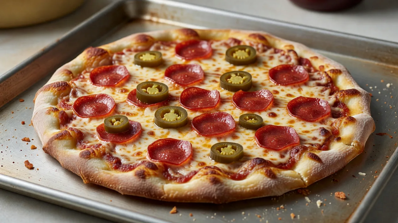 Classic Pepperoni and Pickled Jalapeño Pizza