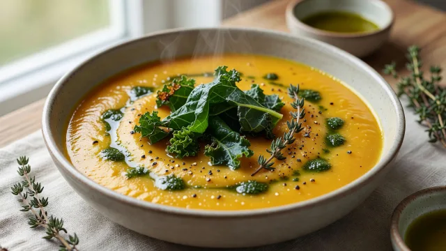 Acorn-Squash Wild Greens Soup