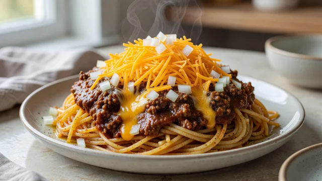 Cincinnati Chili over Spaghetti