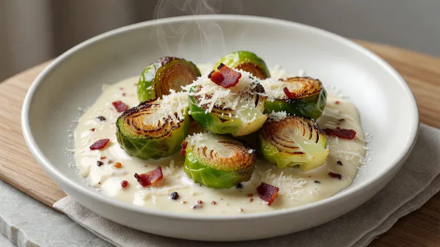 Creamy Bacon Brussels Sprouts
