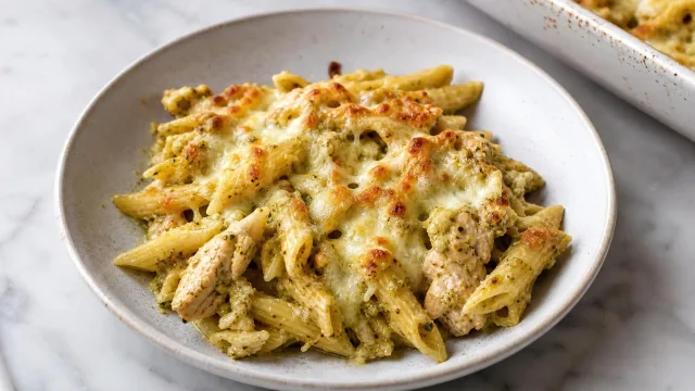 Creamy Chicken Pesto Pasta Bake recipe