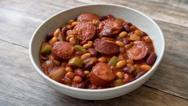 Crockpot BBQ Kielbasa and Beans