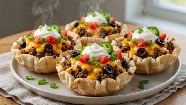 Crunchy Pita Nacho Bowls