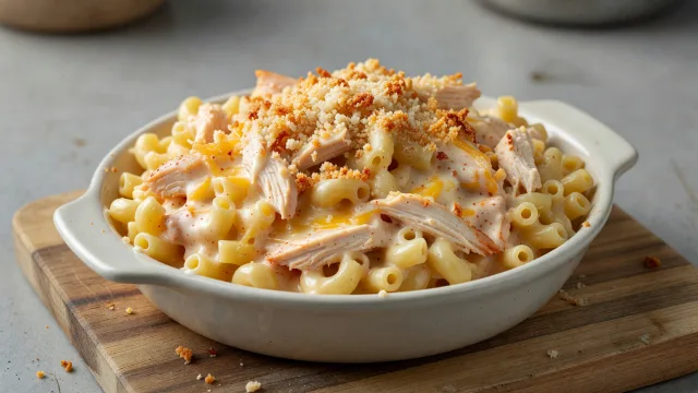 Crusty Baked Buffalo Chicken Mac and Cheese