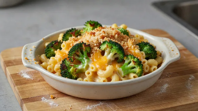 Crusty Baked Roasted Broccoli Cheddar Mac and Cheese