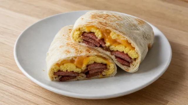 Fried Bologna Breakfast Burrito