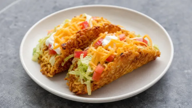 Fried Cheese Ramen Tacos