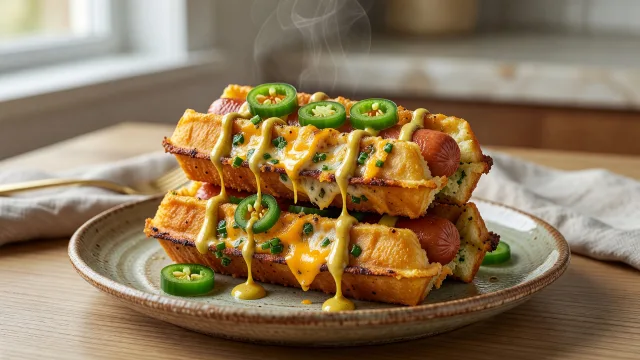 Jalapeño Cheddar Waffle Dogs