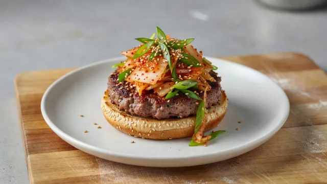 Kimchi Scallion Thick Grilled Burgers