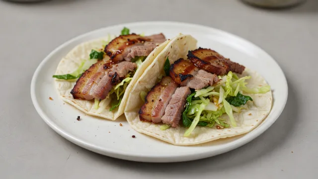 Korean Pork Belly Tacos with Sesame Slaw