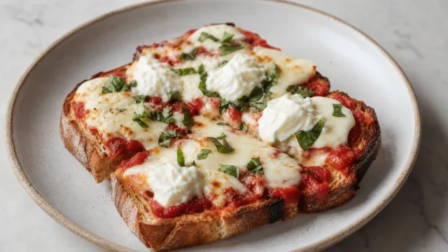 Pizza Toast with Ricotta & Burrata