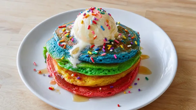 Rainbow Ice Cream Pancakes