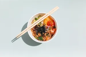 Salmon Rice Bowl with Seaweed Crackers