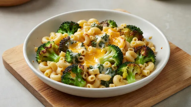 Sheet-Pan Roasted Broccoli Cheddar Mac and Cheese