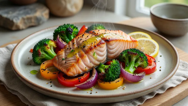 Sheet Pan Salmon with Roasted Vegetables recipe
