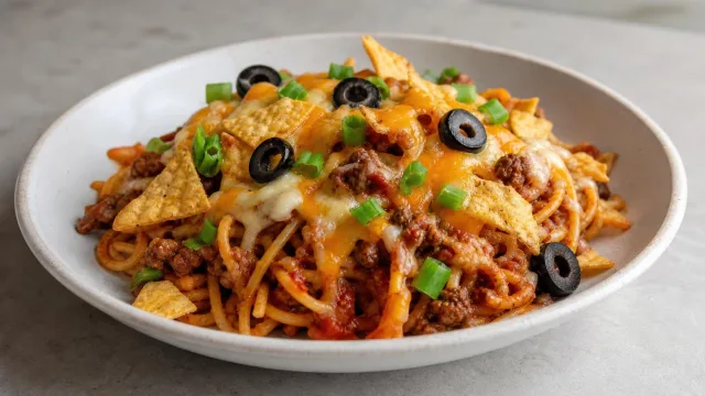 Spaghetti Nacho Casserole